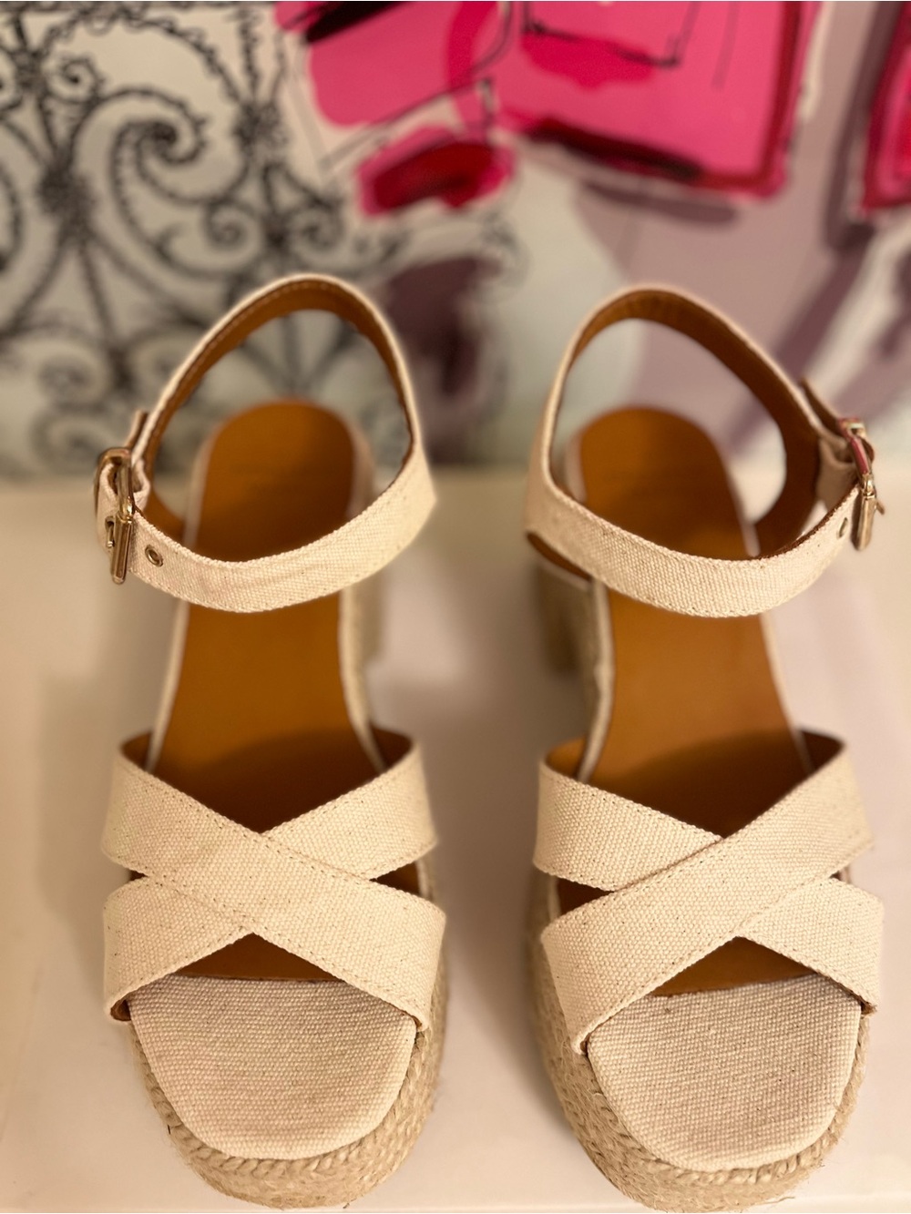 Les Souliers Sézane Block Heel Espadrille Sandals — Cream — Size EU 35 (US 5) - Picture 2 of 8